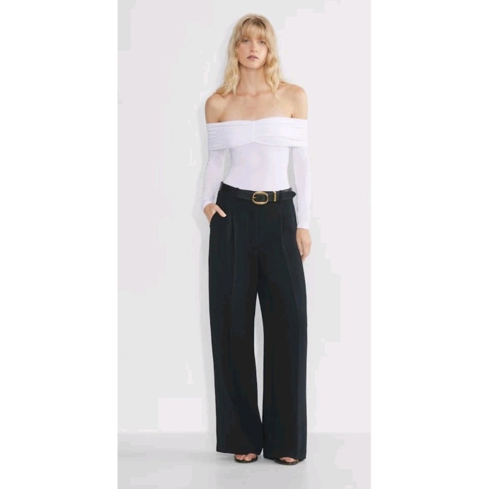Wilfred Gloria Drapey Jersey Off The Shoulder White Long Sleeve Top Small 122981